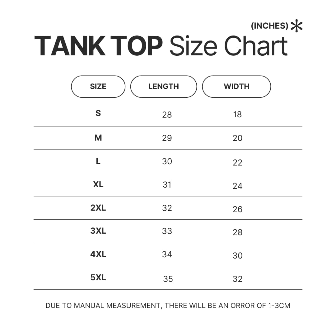 Tank Top Size Chart - Bernese Mountain Dog Shop