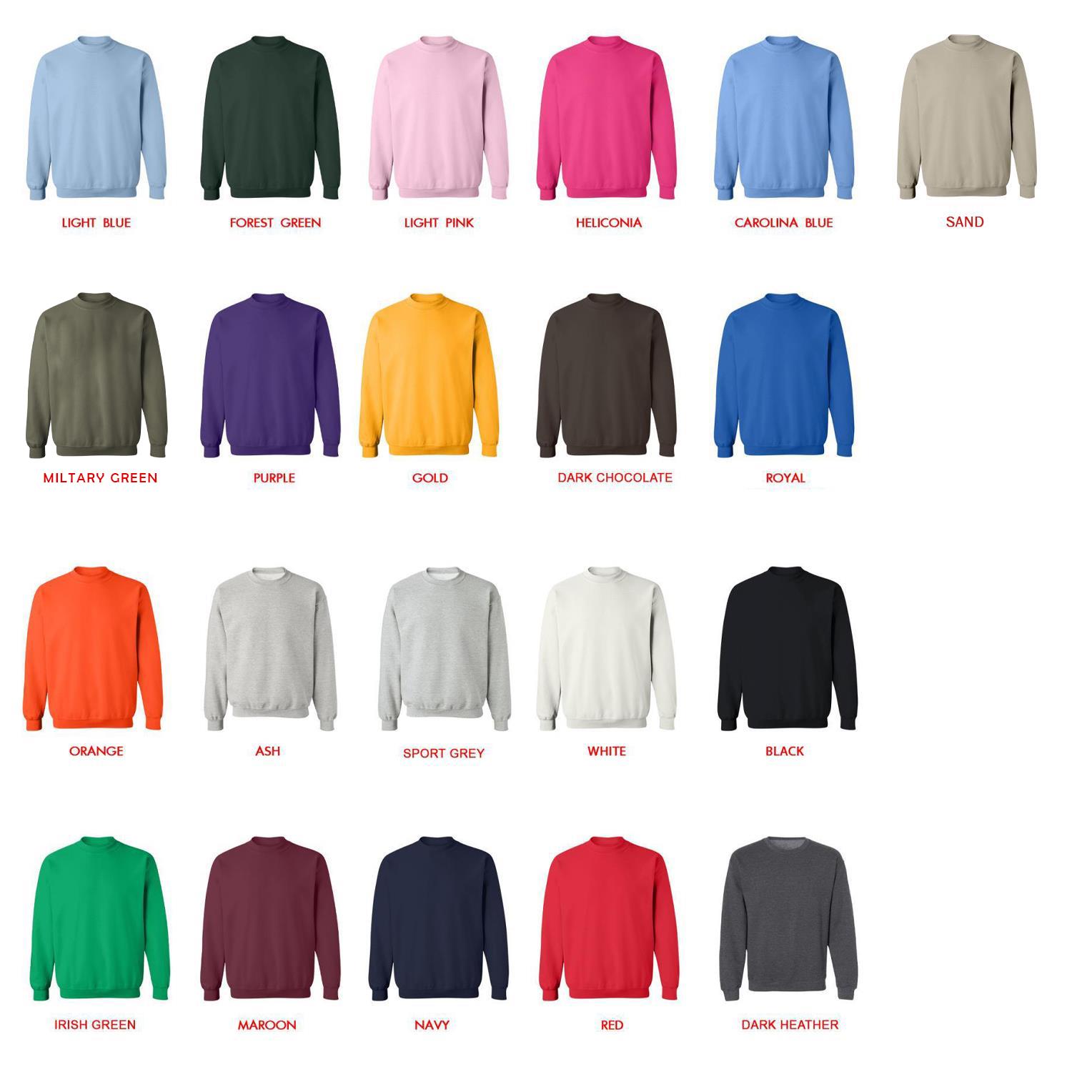 sweatshirt color chart - Basset Hound Gifts