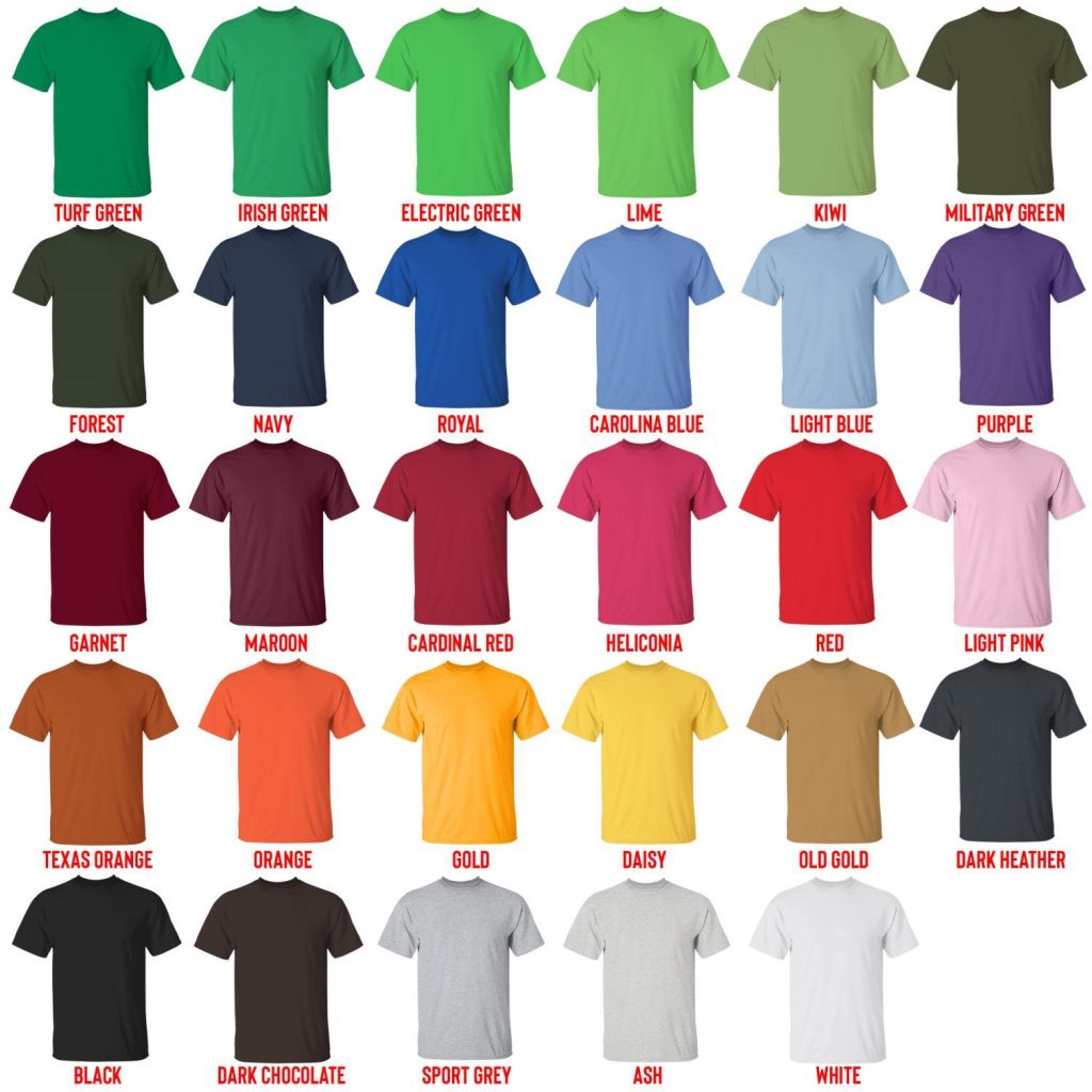 t shirt color chart - Corgi Gifts