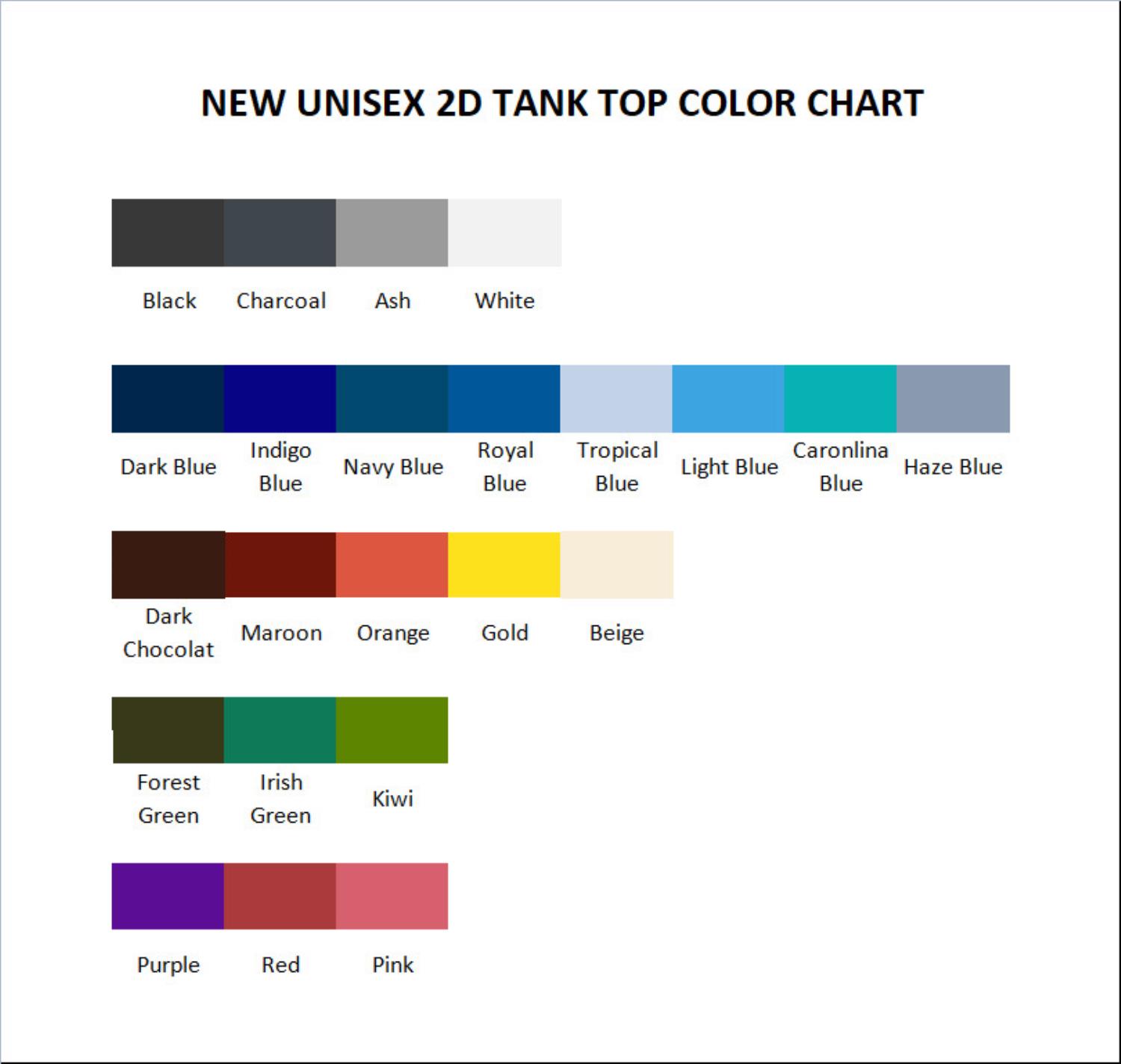 tank top color chart - Bernese Mountain Dog Shop